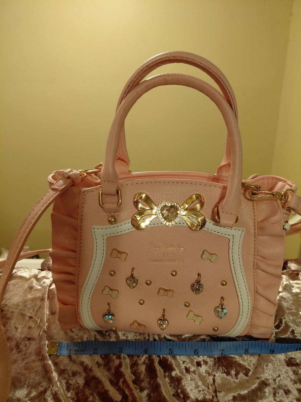 Pink Heart Bow Accent Satchel Bag